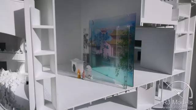 ▲戲曲中心概念模型的彩色伶人雕塑。