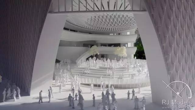 ▲戲曲中心概念模型內(nèi)往來不絕的人潮。